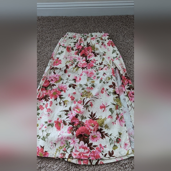 Abercrombie Skirt Linen Hight Waist Elastic At Waist Slit Floral Size S Midi - Picture 3 of 9